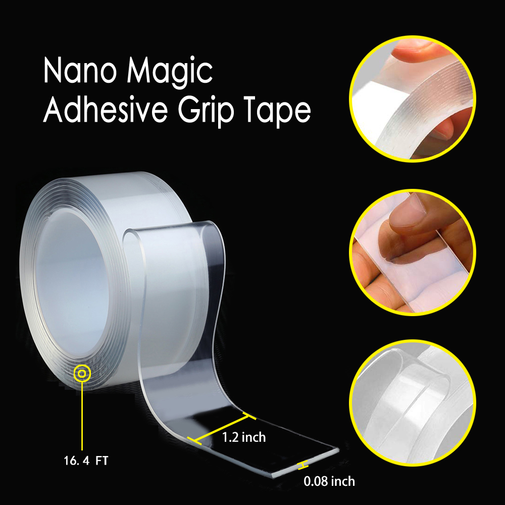 9.8 FT Reusable Clear Double Sided Anti-Slip Nano Gel Pads by HUMOMO Multi-Functional Anti-Slip Double Sided Sticky Strip. Traceless Washable Adhesive Nano Tape Monkey Grip Removable Sticky